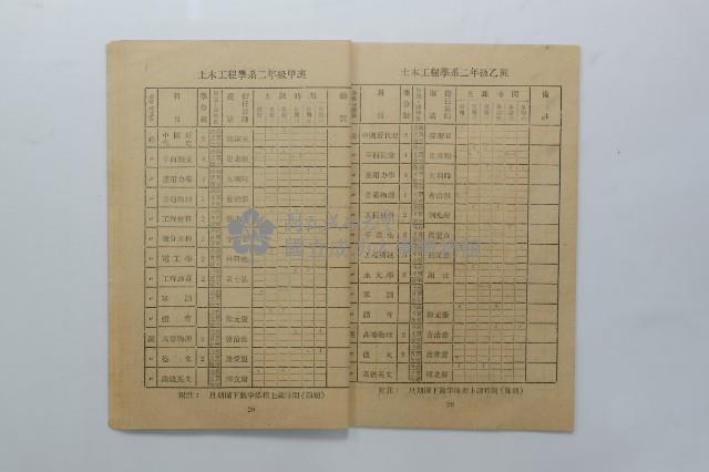 民國44年第一學期臺灣省立工學院科目時間表藏品圖，第8張