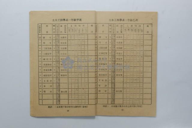 民國44年第一學期臺灣省立工學院科目時間表藏品圖，第7張