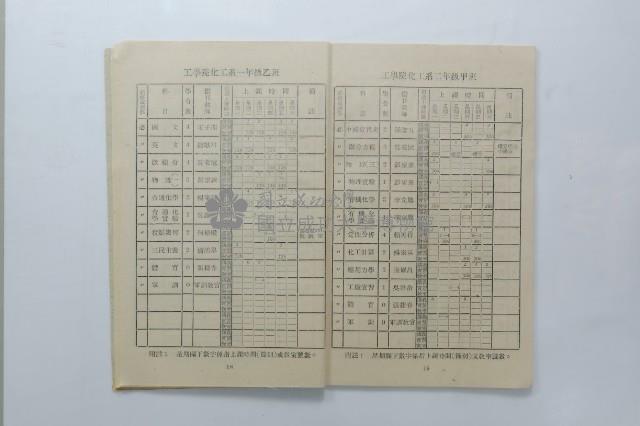 民國45年第一學期臺灣省立工學院科目時間表藏品圖，第7張