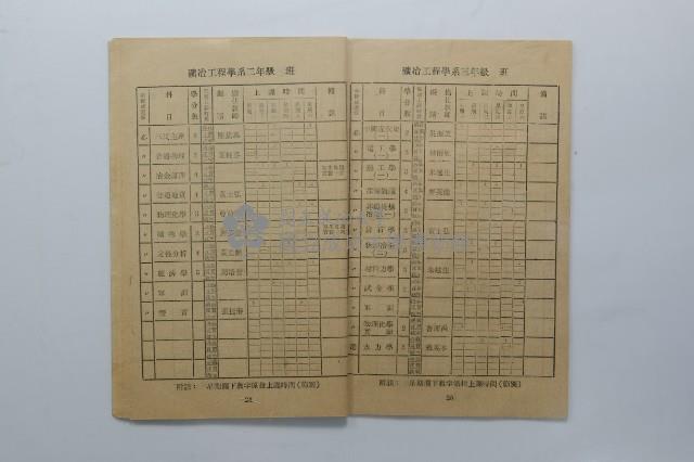 民國44年第一學期臺灣省立工學院科目時間表藏品圖，第6張