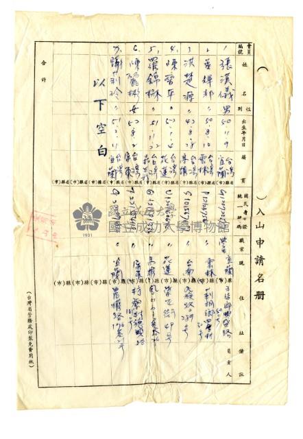 戒嚴時期入山許可證藏品圖，第6張
