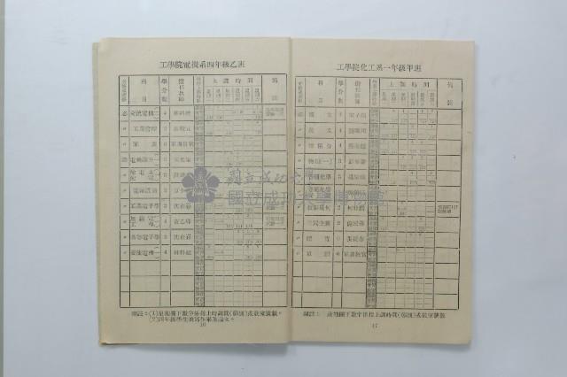 民國45年第一學期臺灣省立工學院科目時間表藏品圖，第6張