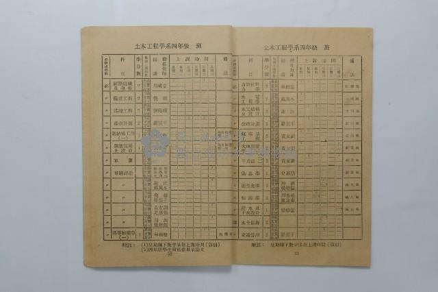 民國44年第一學期臺灣省立工學院科目時間表藏品圖，第10張