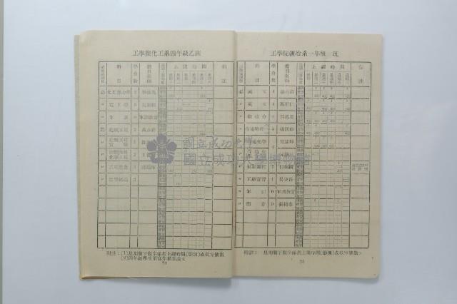 民國45年第一學期臺灣省立工學院科目時間表藏品圖，第10張