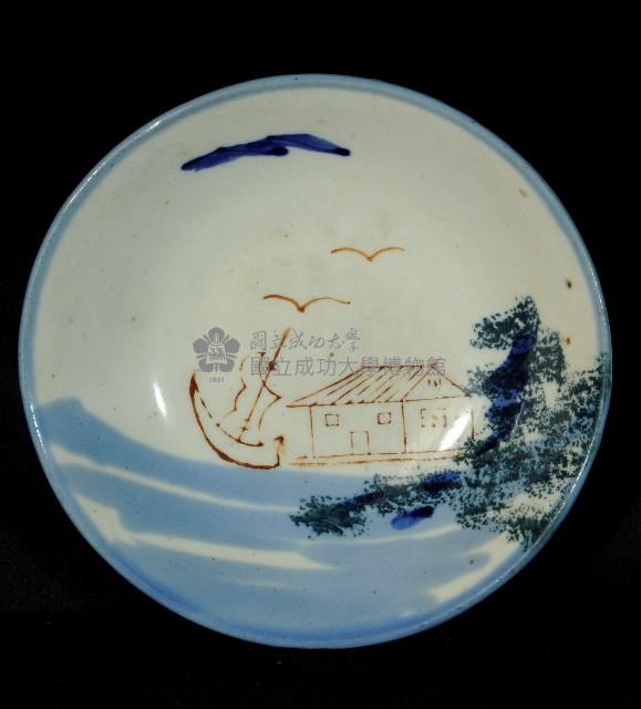 模印圈紋彩繪山水湯碗藏品圖，第1張