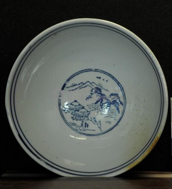 青花風景湯碗藏品圖，第1張