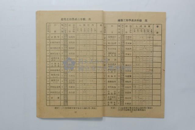 民國44年第一學期臺灣省立工學院科目時間表藏品圖，第12張