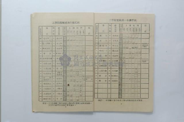 民國45年第一學期臺灣省立工學院科目時間表藏品圖，第32張