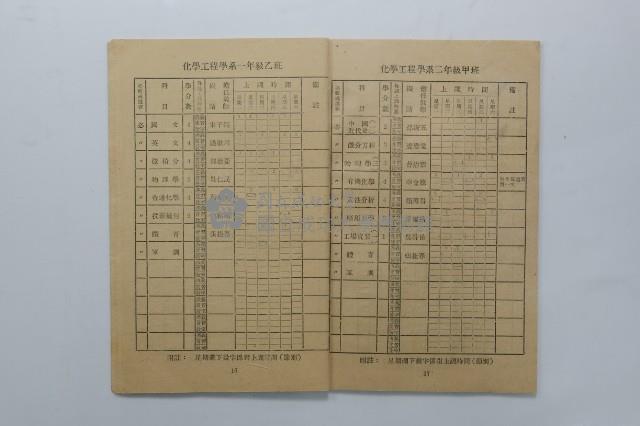 民國44年第一學期臺灣省立工學院科目時間表藏品圖，第22張