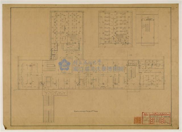 《臺灣省立成功大學圖書館新建工程設計圖》圖組─〈二樓電梯水道圖〉藏品圖，第1張