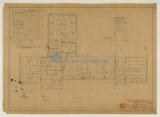 《臺灣省立成功大學圖書館新建工程設計圖》圖組─〈一樓電梯水道圖〉藏品圖，第1張