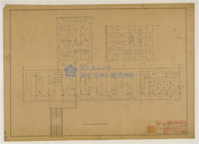 《臺灣省立成功大學圖書館新建工程設計圖》圖組─〈三樓電梯水道圖〉藏品圖，第1張