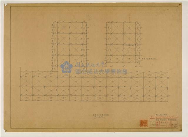 《臺灣省立成功大學圖書館新建工程設計圖》圖組─〈屋頂柱樑平面圖〉藏品圖，第1張