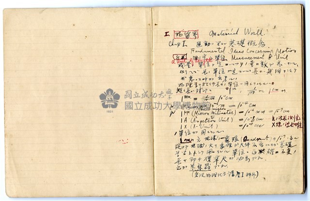 馮全裕《物理學》課堂筆記藏品圖，第2張