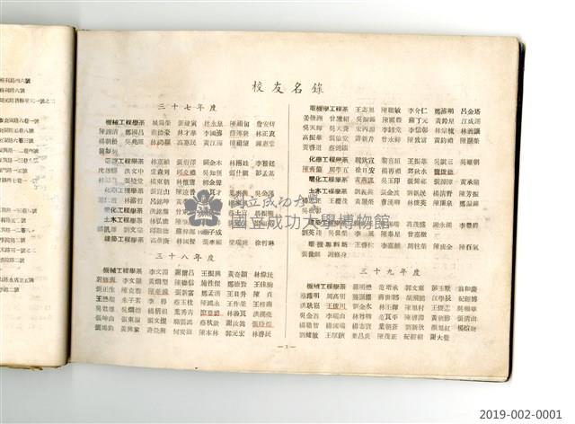 《台灣省立工學院40年度畢業同學錄》藏品圖，第19張