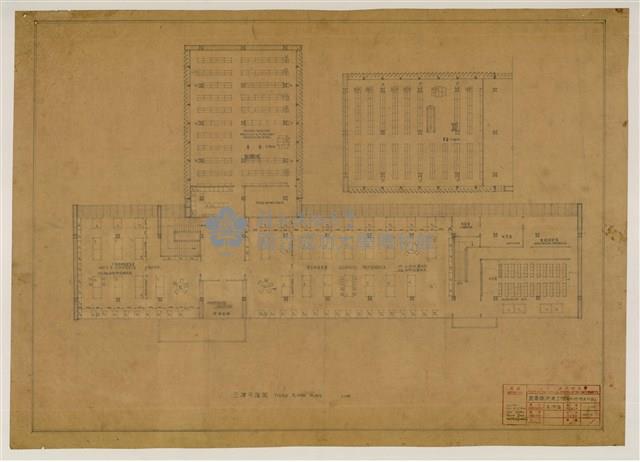 《臺灣省立成功大學圖書館新建工程設計圖》圖組─〈三樓傢具平面〉藏品圖，第1張