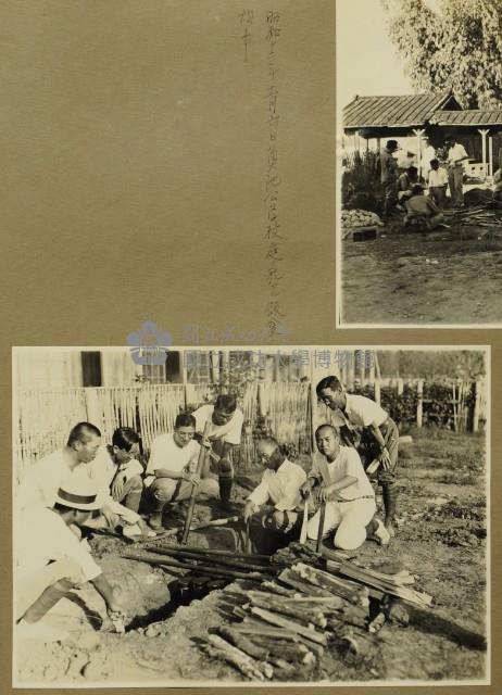 昭和12年-日月潭附近學生野外演習-於魚池公學校的庭院野炊藏品圖，第1張
