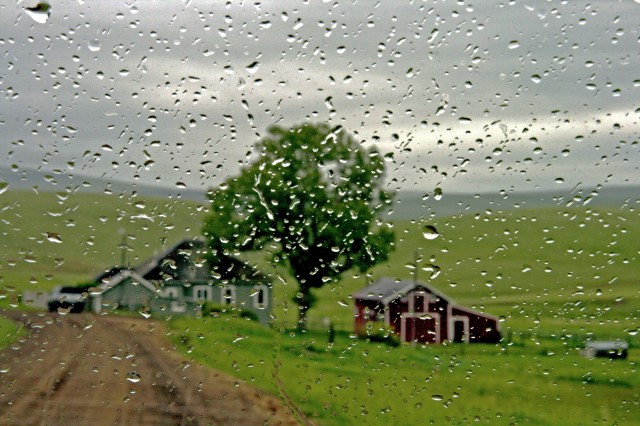 〈雨中農舍〉