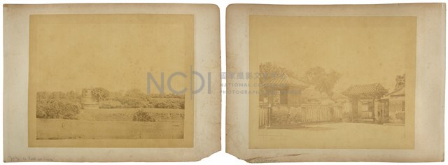 正面：在臺灣府觀音廟後方的靈骨塔、背面：臺灣府城的考棚藏品圖，第1張
