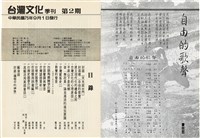 台灣文化雜誌社出版《台灣文化季刊》1986年6月1日創刊號等十本藏品圖，第37張