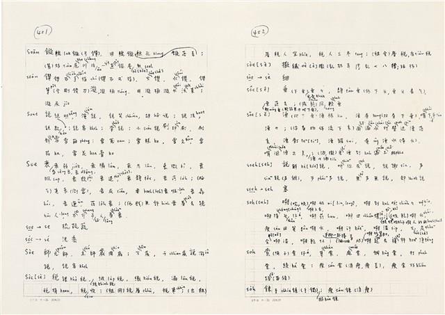 《實用台語小字典》手稿（1991年4月）藏品圖，第209張