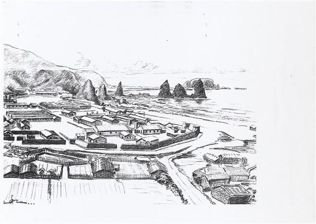 綠島新生訓練處手繪鳥瞰圖藏品圖，第1張