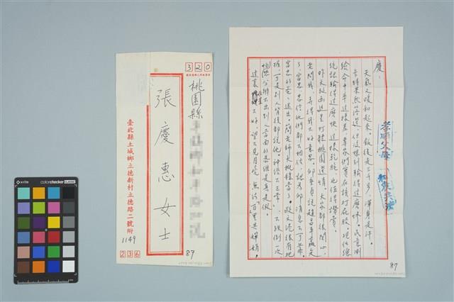 魏廷朝寄給的張慶惠書信（87）（1980年11月6日）藏品圖，第1張