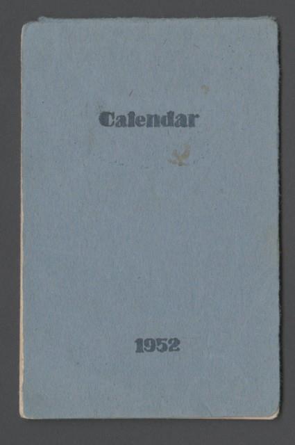 手繪月曆小冊子1952藏品圖，第1張
