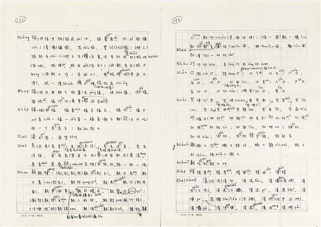 《實用台語小字典》手稿（1991年4月）藏品圖，第94張