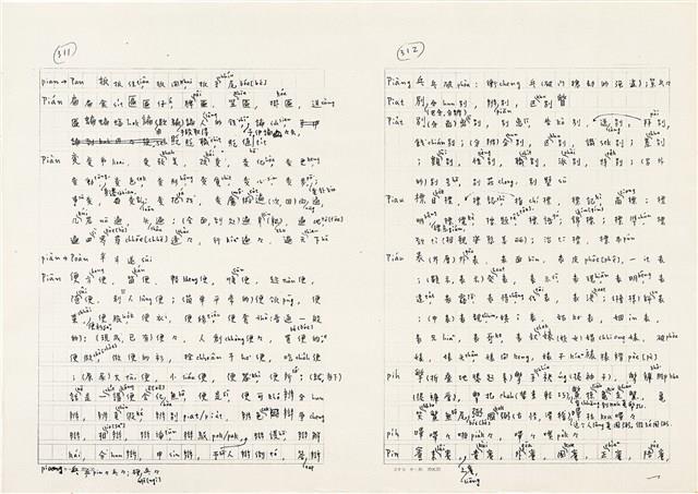《實用台語小字典》手稿（1991年4月）藏品圖，第164張