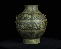 Hu, bronze vessel with lacquered design of hunting scenes motif, Warring States period Collection Image, Figure 2, Total 19 Figures