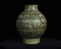 Hu, bronze vessel with lacquered design of hunting scenes motif, Warring States period Collection Image, Figure 3, Total 19 Figures