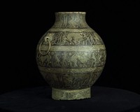 Hu, bronze vessel with lacquered design of hunting scenes motif, Warring States period Collection Image, Figure 5, Total 19 Figures