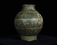 Hu, bronze vessel with lacquered design of hunting scenes motif, Warring States period Collection Image, Figure 7, Total 19 Figures