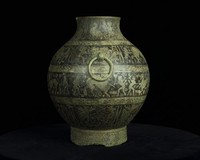 Hu, bronze vessel with lacquered design of hunting scenes motif, Warring States period Collection Image, Figure 8, Total 19 Figures