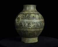 Hu, bronze vessel with lacquered design of hunting scenes motif, Warring States period Collection Image, Figure 9, Total 19 Figures