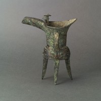 青銅獸面紋爵杯　　骨董品、古美術、旧家蔵出し、縁起物、お守り、希少、入手困難 青銅獸面紋爵杯 骨董品、古美術、旧家蔵出し、縁起物、お守り