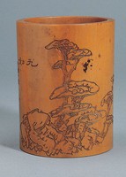 黃楊木雕筆筒藏品圖，第2張