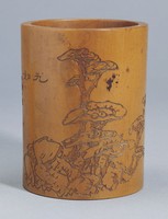 黃楊木雕筆筒藏品圖，第1張