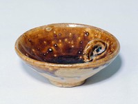 長沙窯青褐釉碗式油燈藏品圖，第1張