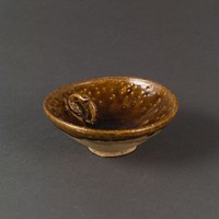 長沙窯青褐釉碗式油燈藏品圖，第2張