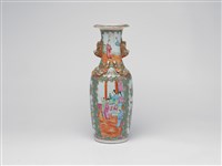 廣彩開光人物花鳥雙耳瓶藏品圖，第1張