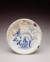 青花英文款花石紋盤藏品圖，第1張
