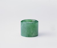 全綠玻璃翡翠扳指藏品圖，第2張