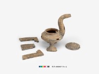Gray pottery duck-shaped container with colors Collection Image, Figure 3, Total 6 Figures
