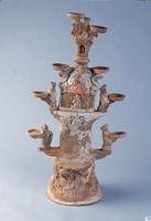 Earthenware lamp stand with unfired pigments. Collection Image, Figure 2, Total 2 Figures