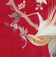 朱紅緞彩繡門帘（左）藏品圖，第2張