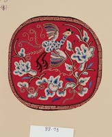 花卉鳳凰鎖針繡枕藏品圖，第1張