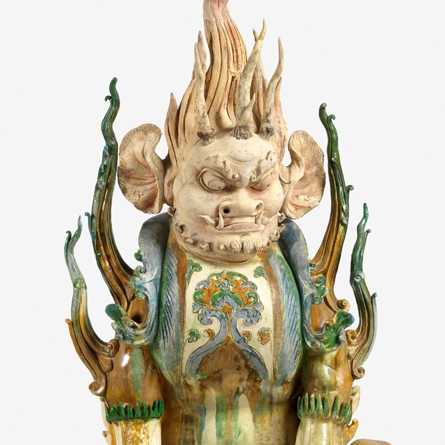 三彩加藍人面鎮墓獸的圖片