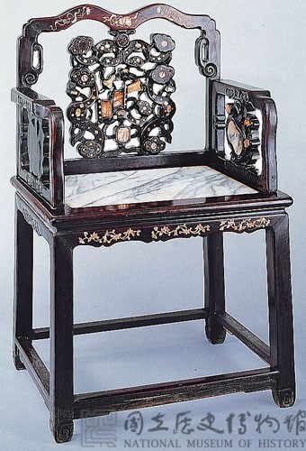 檀木嵌大理石太師椅藏品圖，第2張